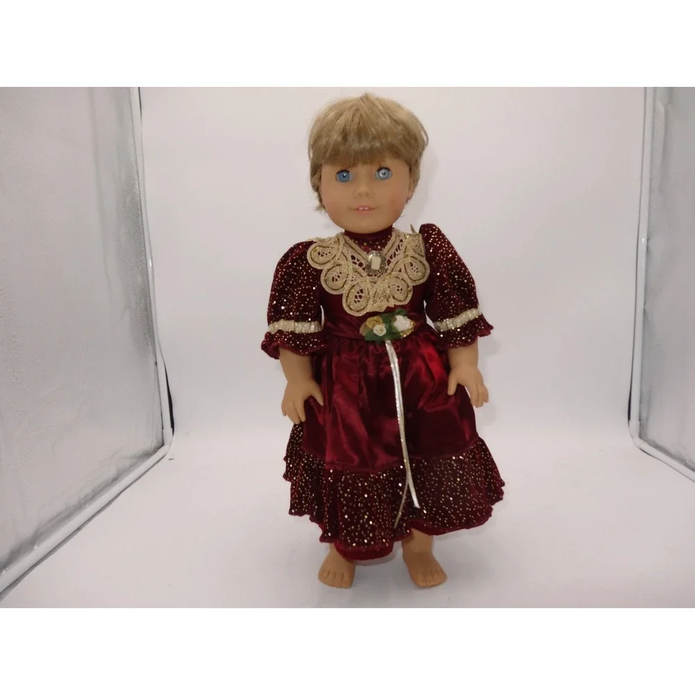 American Girl Pleasant Co Doll Kirsten Larson ? Burgundy Velvet Gold Costume
